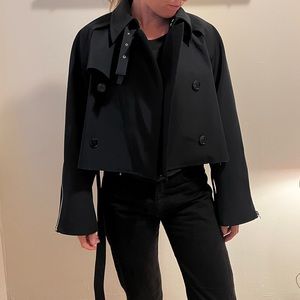 Brand new cropped navy blue Acne tench coat.